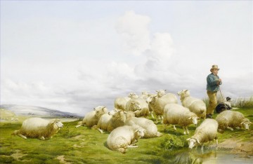 羊飼い Painting - トーマス・シドニー・クーパー 羊と羊飼い 1868